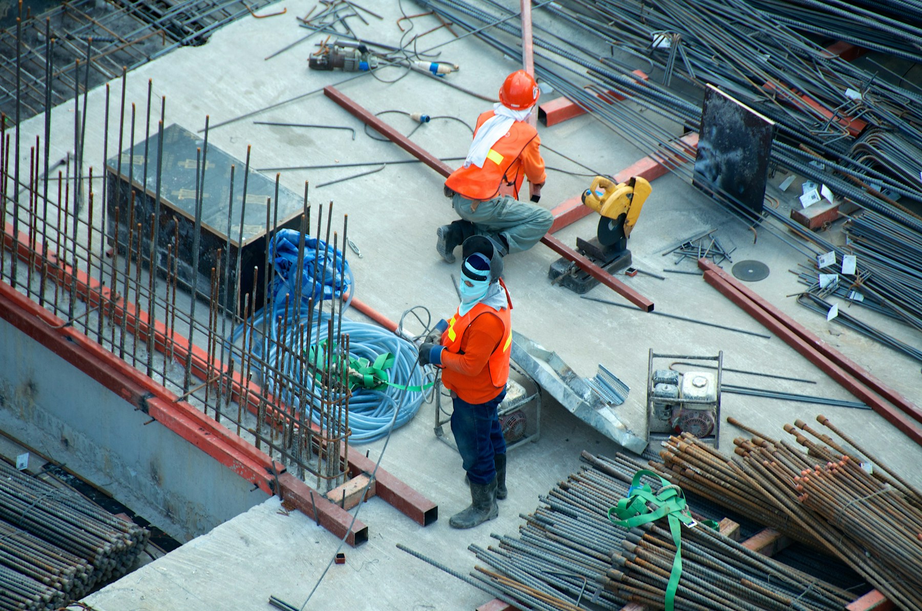 Commercial construction site at dusk