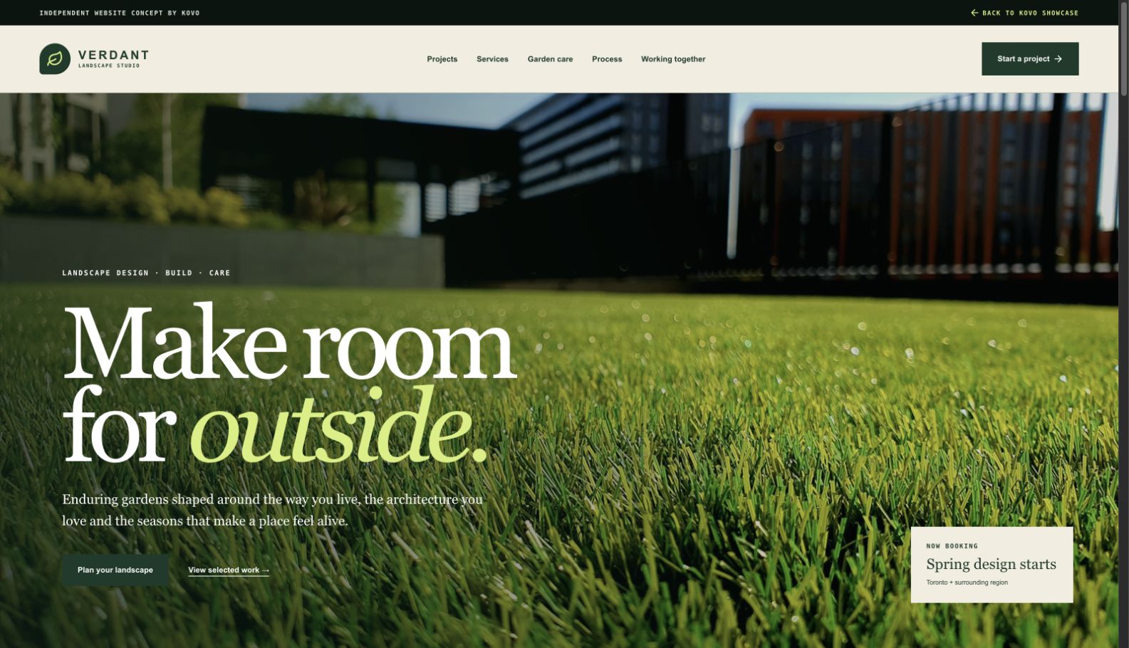 Verdant Landscaping website preview